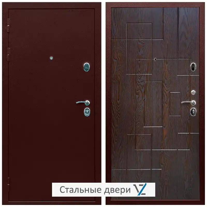 Дверь входная металлическая VZ Люкс ТАнтик медь / ФЛ-57 Дуб шоколад