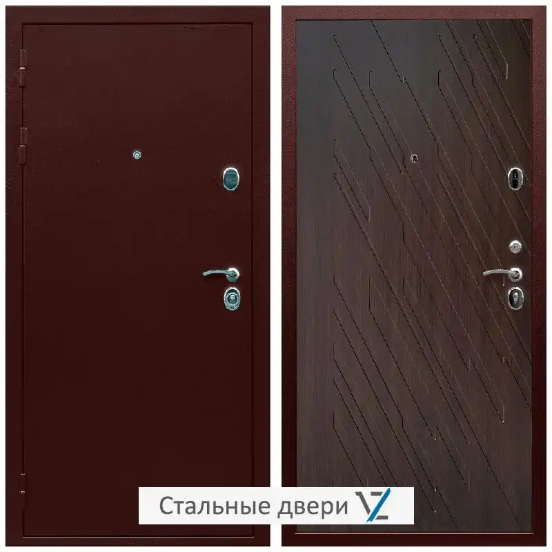 Дверь входная металлическая VZ Люкс Антик медь / ФЛ-86 Венге структурный