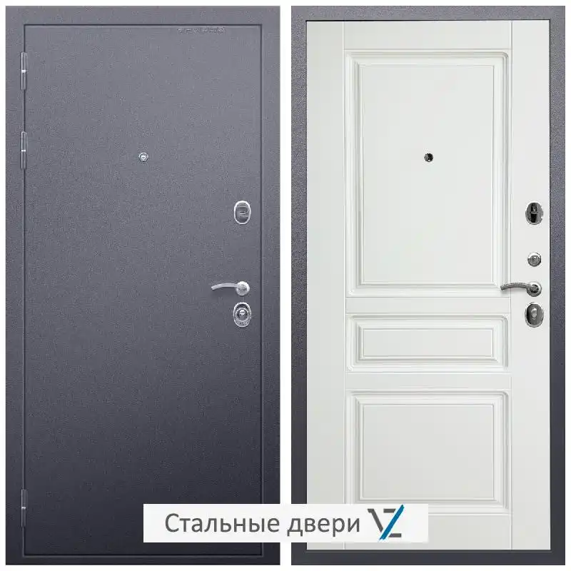 Дверь входная металлическая VZ Люкс Антик серебро / ФЛ-243 Белый матовый