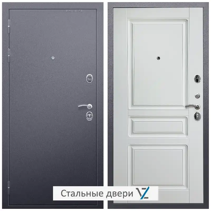 Дверь входная металлическая VZ Люкс Антик серебро / ФЛ-243 Ясень белый