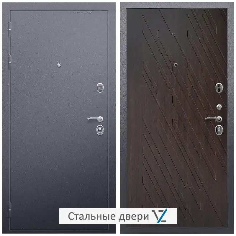 Дверь входная металлическая VZ Люкс Антик серебро / ФЛ-86 Венге структурный
