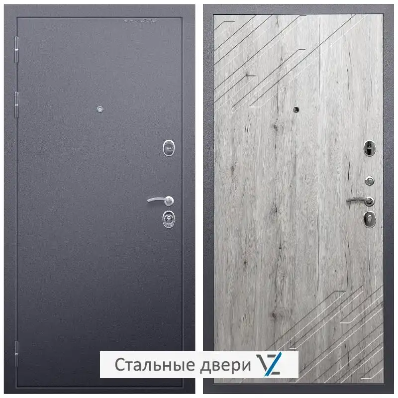 Дверь входная металлическая VZ Люкс Антик серебро / ФЛ-143 Рустик натуральный