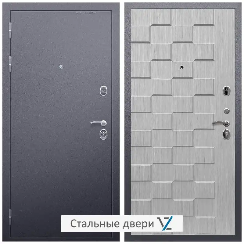 Дверь входная металлическая VZ Люкс Антик серебро / ОЛ-39 Лиственница беж