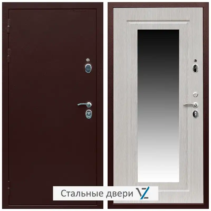 Дверь входная металлическая VZ Люкс Антик медь / ФЛЗ-120 Дуб беленый красивая с замками