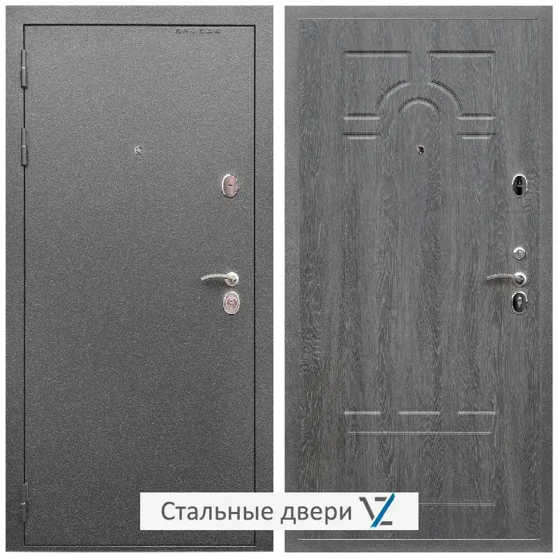Дверь входная металлическая VZ Оптима Антик серебро / ФЛ-58 Дуб Филадельфия графит