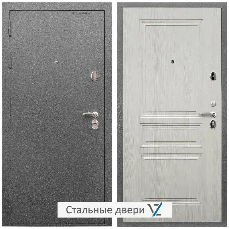 Дверь входная металлическая VZ Оптима Антик серебро / ФЛ-243 Лиственница беж
