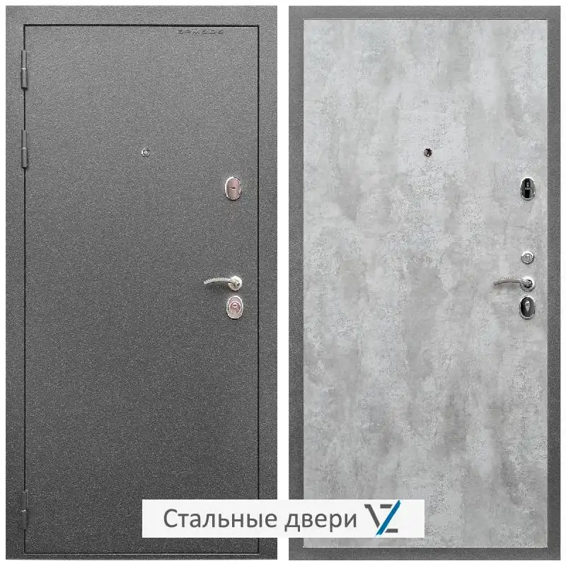 Дверь входная металлическая VZ Оптима Антик серебро / ПЭ Цемент светлый